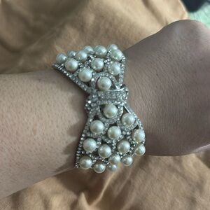 White House Black Market Bow with Pearls cuff bracelet